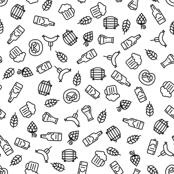 Beer icons seamless pattern. Oktoberfest background. — Stock Vector