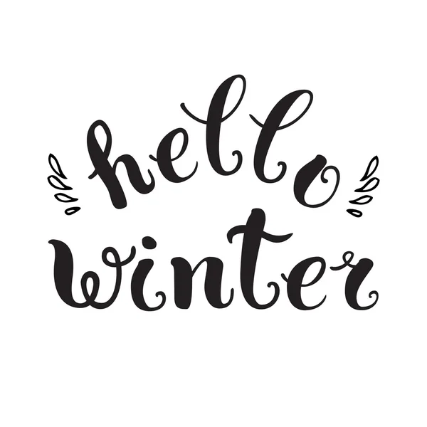 Calligraphic lettering of inspirational quote 'Hello winter'. — Διανυσματικό Αρχείο