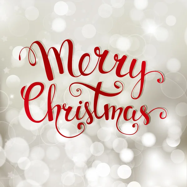 Srebrny tło Boże Narodzenie wystrój i odręczny tekstem "Wesołych Świąt". — Wektor stockowy