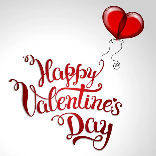 Dvě červené ballon a originální ručně písmem "Happy Valentine d — Stockový vektor