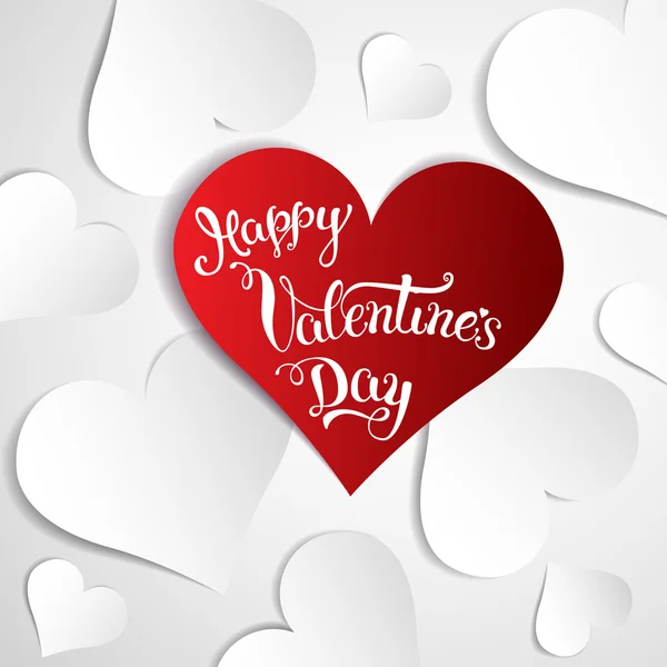 Harten en originele hand belettering Happy Valentine's day. — Stockvector