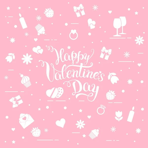 Original hand lettering "Happy Valentine's day" with Valentine's — Stock Vector