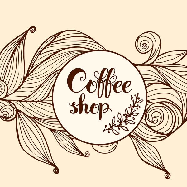 Hand getekend ornament en originele hand letters "coffeeshop" — Stockvector