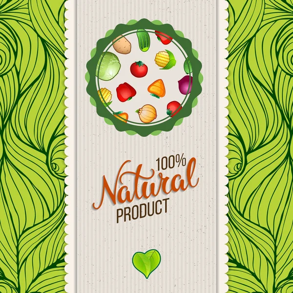 Organic, bio, modelo de design de alimentos naturais —  Vetores de Stock