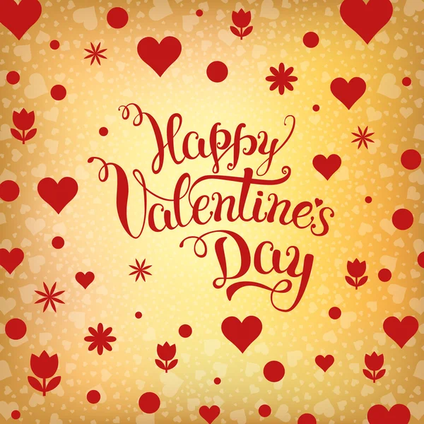 Oorspronkelijke hand belettering "Happy Valentine's day" met harten en — Stockvector