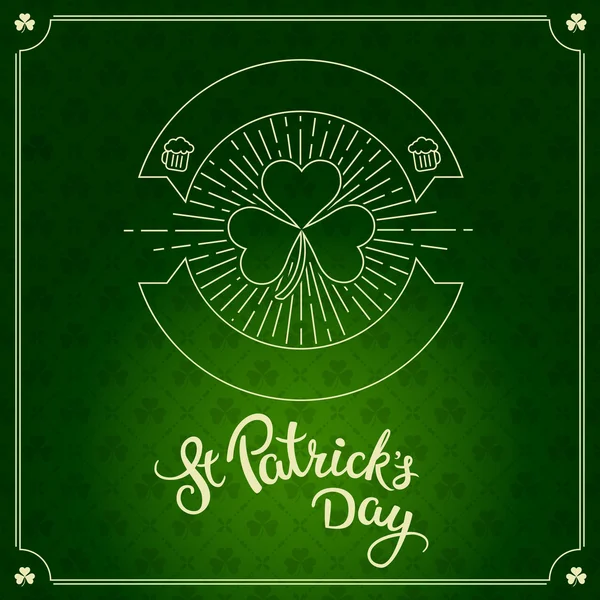 Etykieta w stylu liniowej i oryginalny napis St Patricks Day — Wektor stockowy