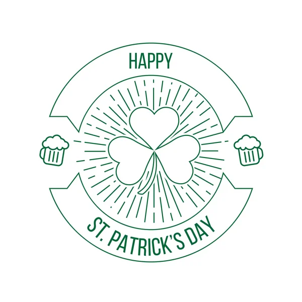 Rótulo em estilo linear e letras originais St. Patricks Day — Vetor de Stock