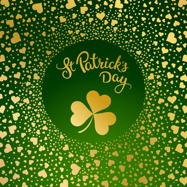 Kalpler, yonca ve St Patricks Günü yazı orijinal — Stok Vektör