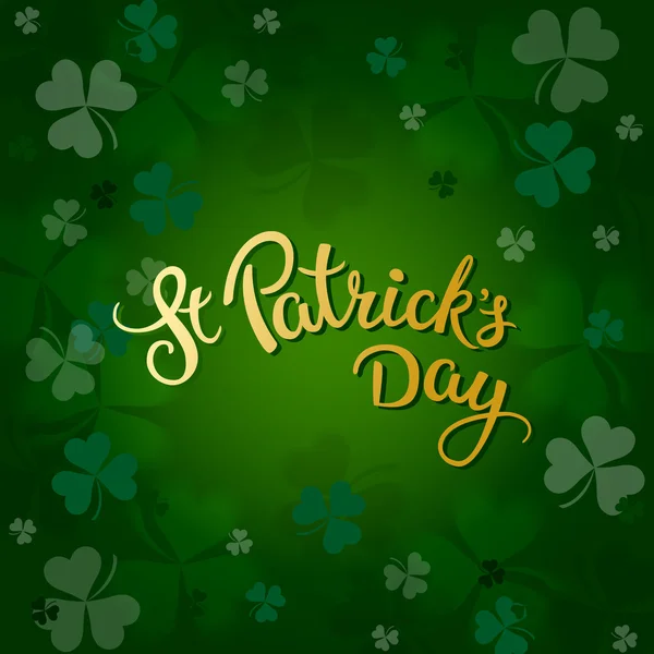 Trèfles et lettrage original St. Patricks Day sur un dos vert — Image vectorielle