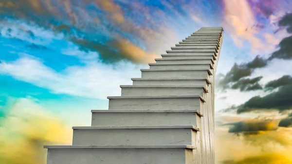 Staircase to the sky at sunset time