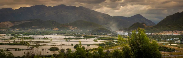 Campo Arroz Con Cáscara Vista Desde Montaña Vietnam —  Fotos de Stock