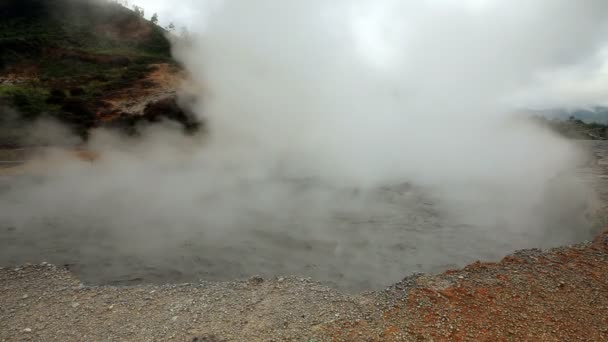 Boiling mud in the volcano crater — Stock Video