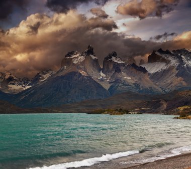 Sunset in Torres del Paine National Park clipart