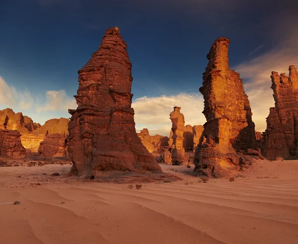 Pustynia, Sahara n'ajjer tassili, Algieria — Zdjęcie stockowe