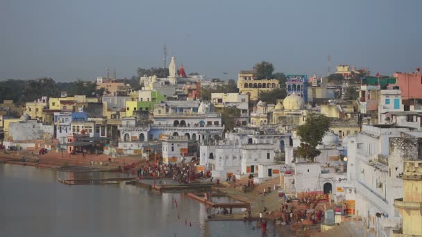 Pushkar sjö, Indien — Stockvideo