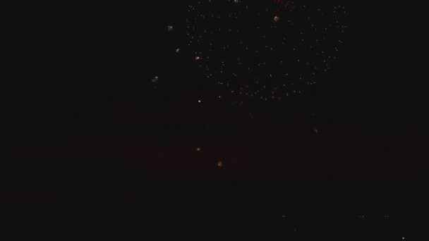 Fuochi d'artificio lampeggianti nella notte — Video Stock