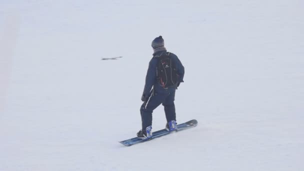 Snowboard dans le parc d'hiver — Video