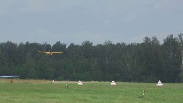 Aeroprakt a-22 Leichtflugzeug landet — Stockvideo