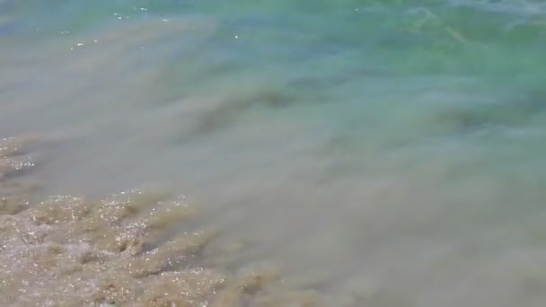 Våg av havet på sandstranden — Stockvideo