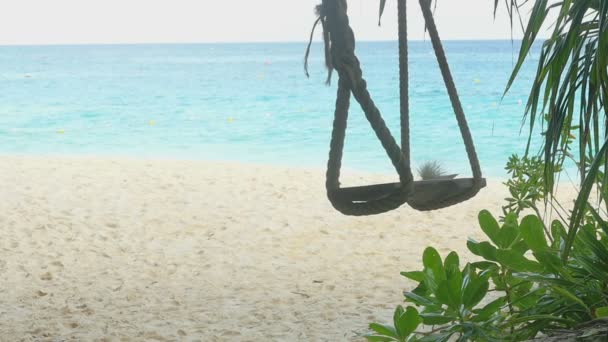 Una cuerda se balancea en la playa — Vídeos de Stock