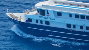 Dalgıçlar Manta beyaz gemi