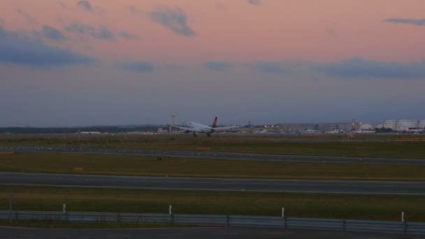 Airbus 330 närmar sig och landar — Stockvideo