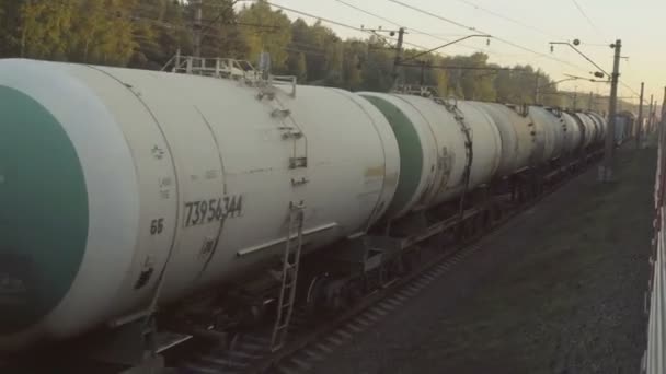 Freight train at sunset — Stock Video