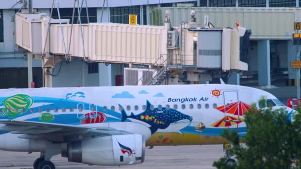 Bangkok Air Airbus 320 se retrasa antes de la salida — Vídeos de Stock