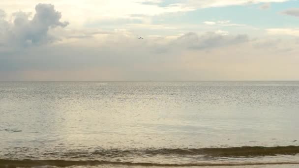 Aeromobili in avvicinamento sulla spiaggia dell'oceano — Video Stock