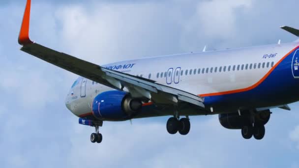 Boeing 737 flygplan landar i Moskva. — Stockvideo