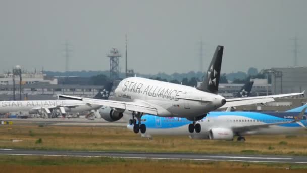 Airbus 319 landing in Frankfurt — Stockvideo