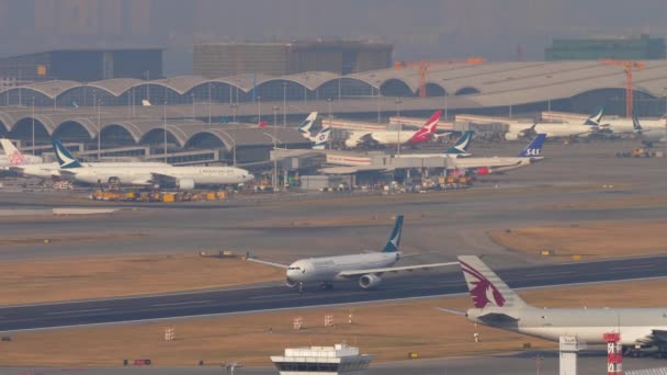 Cathay Pacific Airbus A330 indul Hong Kong — Stock videók