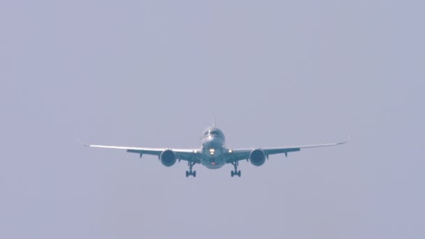 Bredtbåren flyvemaskine nærmer sig før landing – Stock-video