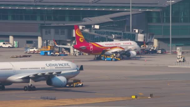 Cathay Pacific drawting tug — стокове відео