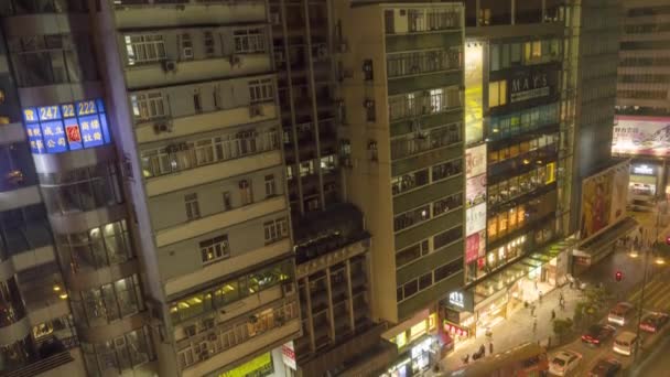 Le strade di Hong Kong la sera, time lapse — Video Stock