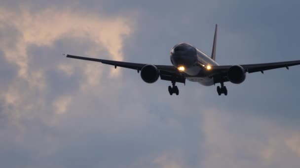 Silhueta de um avião no céu da tarde — Vídeo de Stock