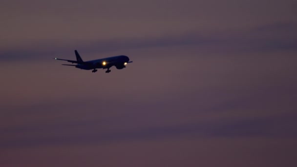 Silhouette aeroplano al tramonto — Video Stock