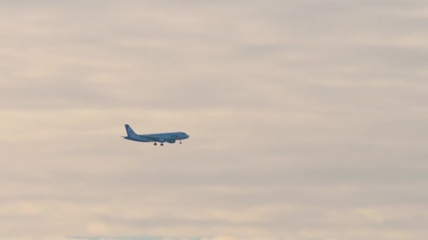 Flugzeug der Ural Airlines fliegt zur Landung — Stockvideo