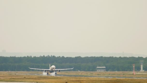 Passagierflugzeug landet auf dem Flughafen — Stockvideo