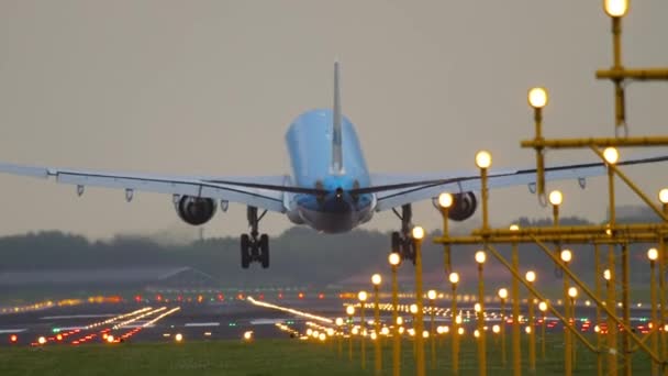 Boeing KLM landning bakifrån — Stockvideo