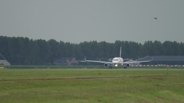 L'aereo passeggeri decolla dalla pista — Video Stock