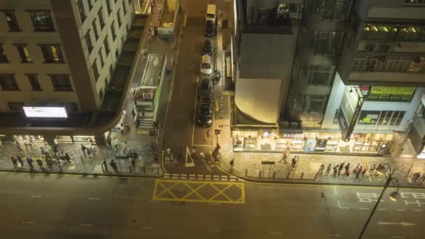 Horní pohled na noční ulici Číny — Stock video