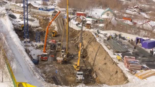 Вид зверху на будівельний майданчик — стокове відео