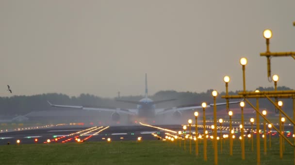 Airbus A330 arriveert op Schiphol luchthaven — Stockvideo