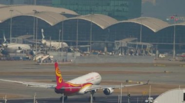 Passenger plane takes off from the runway ai takes off