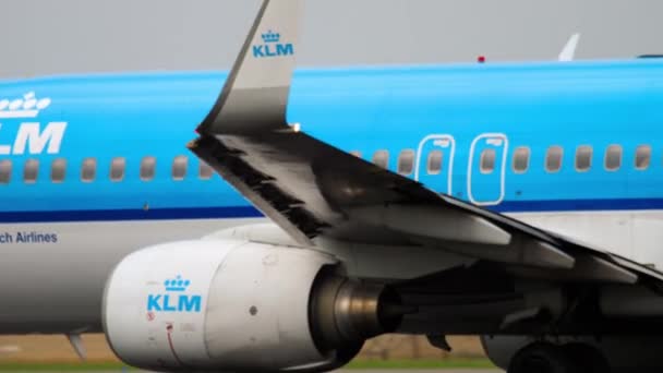 KLM-passagiersvliegtuig stijgt op — Stockvideo