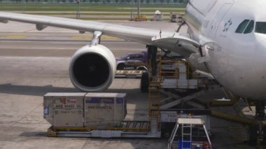 Havaalanında uçak bakımı.