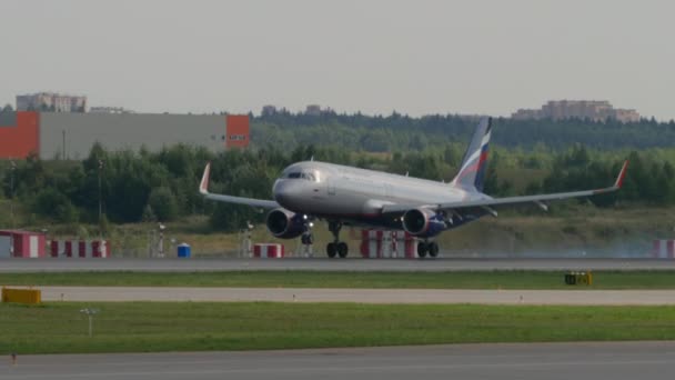 Landing van een vliegtuig in Sheremetyevo — Stockvideo