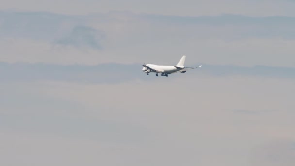 Énorme cargo jumbo jet dans le ciel — Video
