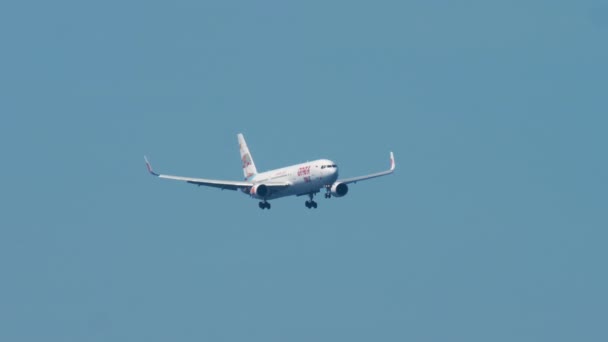 타이 공항에 도착하는 승객 비행기 — 비디오